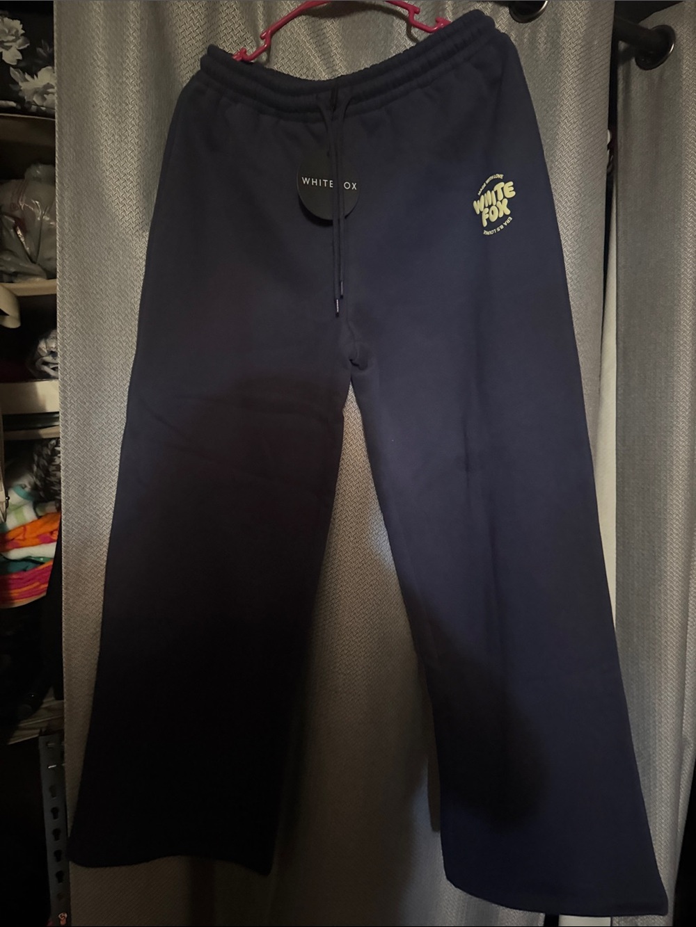 White Fox Boutique Navy Wide-Leg Track Pants